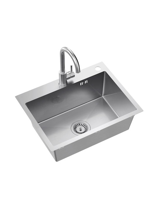 MYQ Ένθετος Νεροχύτης Inox με Μπαταρία Μ45xΠ58cm Ασημί