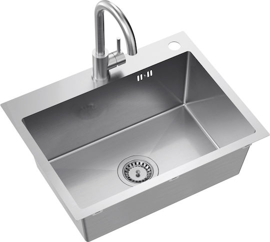 MYQ Leo Leo1cbs Chiuvetă Bucătărie Drop-In Inox cu Robinet L58xL45cm Argintie