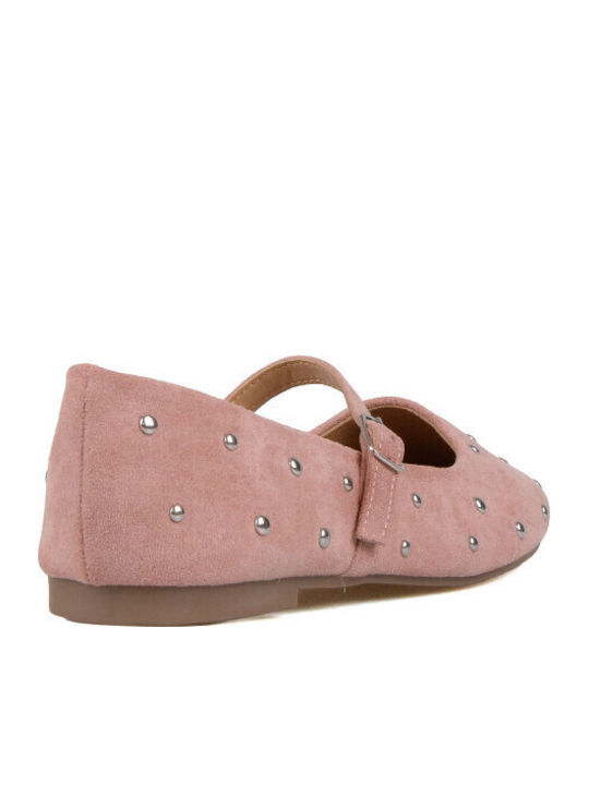 Suede Women's Ballerina Shoes In Pink Colour
