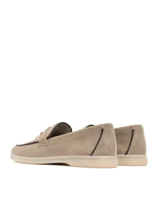 Δερμάτινα Γυναικεία Loafers σε Μπεζ Χρώμα