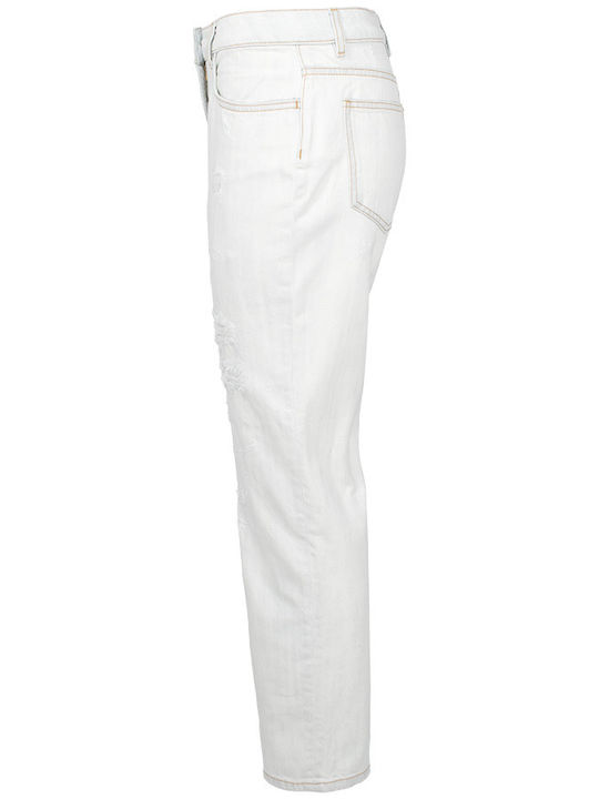 Women's Jean Pants With Rips in Slim Fit White