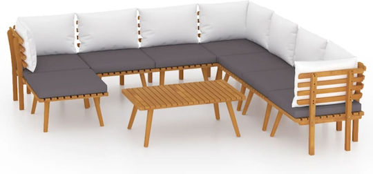Garten- und Outdoor-Möbelsets Wohnzimmer Typsatz 9 Stück Akazie mit Kissen