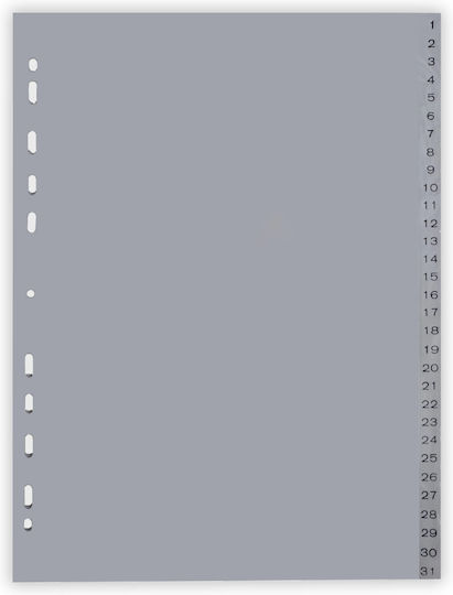 Optima Prod Din Plastic Plastic Index Gri A4 120 Microni Numeric 1-31 Optima