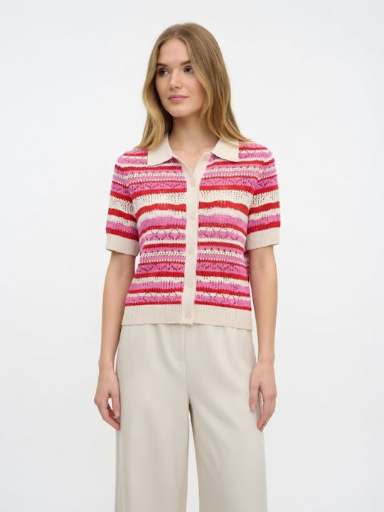 Short Women's Knitted Cardigan High Risk Red