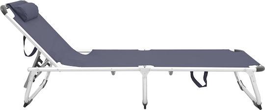 Pakketo Beach Sunbed Gray Foldable Aluminum with Pillow 58.5x185x29.5cm