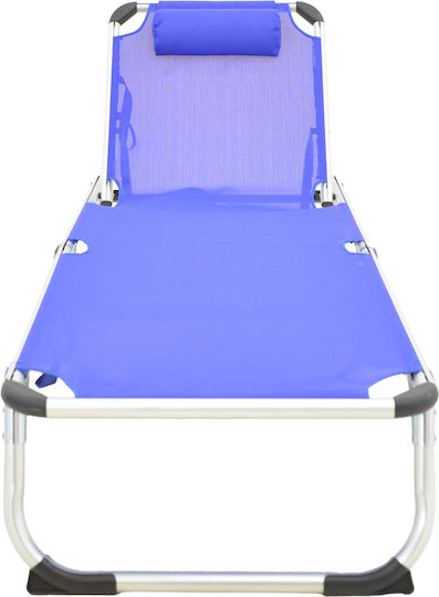 Pakketo Beach Sunbed Blue Foldable Aluminum with Pillow 58.5x185x29.5cm