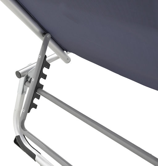 Pakketo Beach Sunbed Gray Foldable Aluminum with Pillow 58.5x185x29.5cm