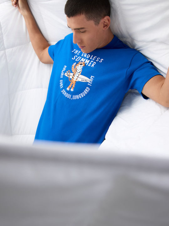 Minerva Summer Men's Cotton Pyjamas Blue