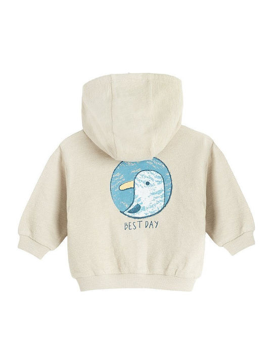 Kids Sweatshirt Cardigan with Hood Beige