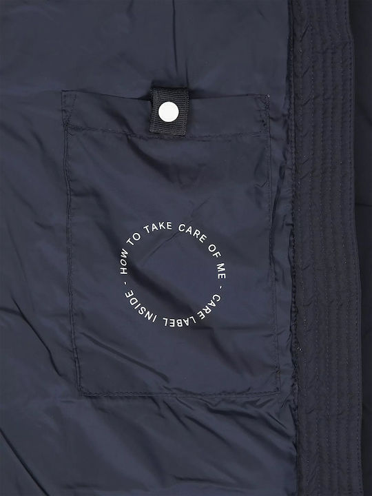 Дълго Дамско Puffer Яке Син Blue