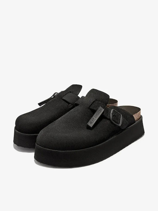 D.Franklin Damen Leder Holzschuhe Schwarze D.Franklin Damen Leder Holzschuhe Schwarze
