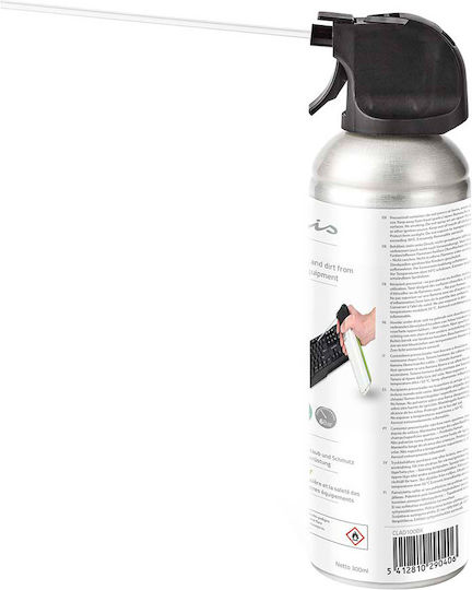 Nedis 405ml Compressed Air Dusting Spray Precision Nozzle Black Silver