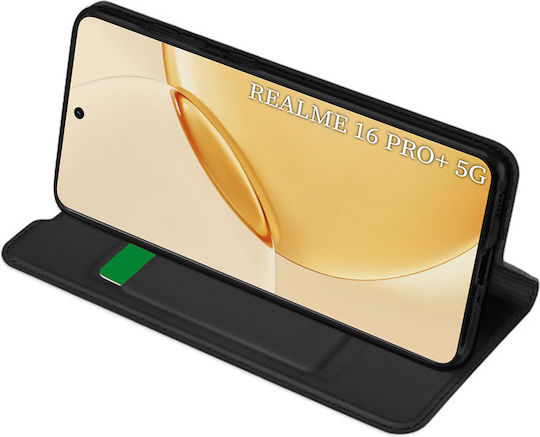 Techsuit Magskin Book Din Silicon Și Piele Artificială Neagră Realme 16 Pro+