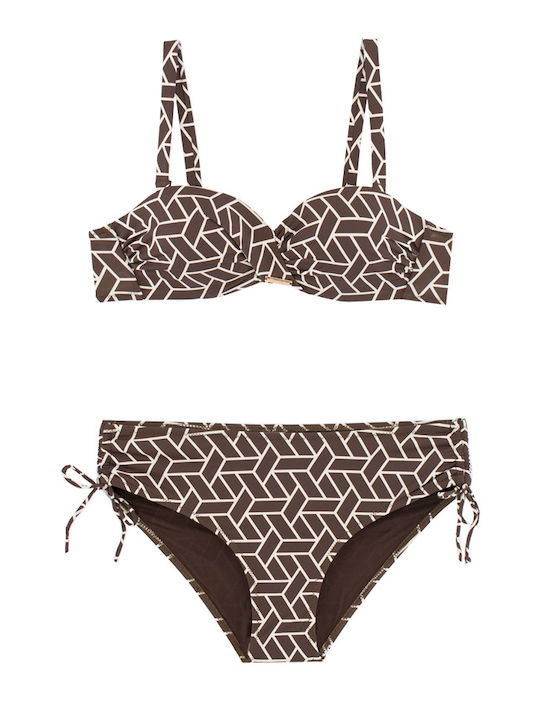 Set Bikini Γυναικείο Μαγιό Strapless Μπανέλα Mosaic Braun