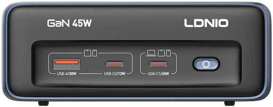 Ldnio Πολύπριζο 2 Θέσεων με 1 USB-A, 2 USB-C και Διακόπτη