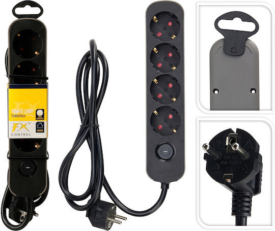 Power Strip 4 Sockets with Switch and 1.5m Cable
