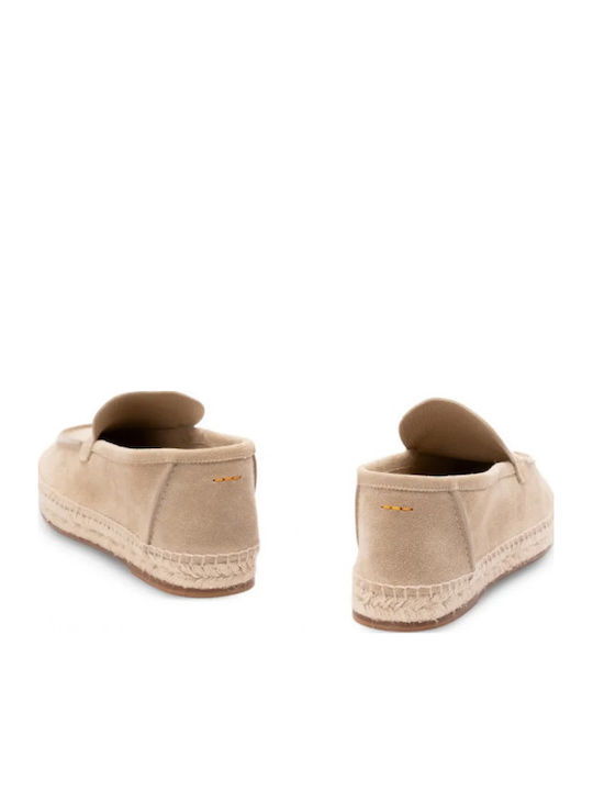 Leather Men's Espadrilles in Beige Colour