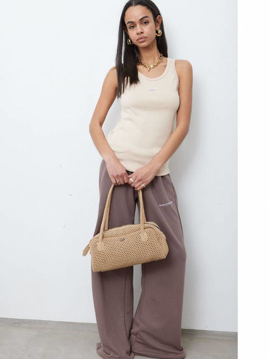 Essential Women's Fabric Flared Trousers Kakao