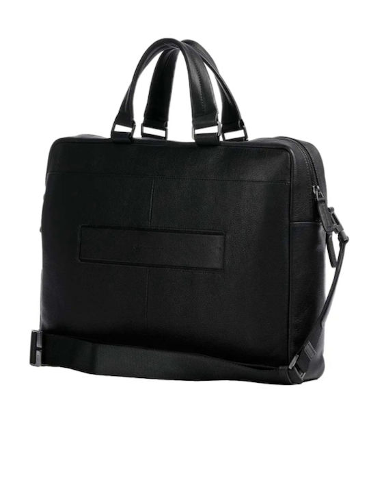 Geantă Bărbătească de Umăr / Tip Crossbody din Piele Neagră