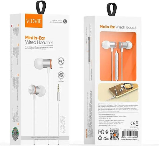 Vidvie In-ear Handsfree Ακουστικά με Βύσμα 3.5mm Λευκό
