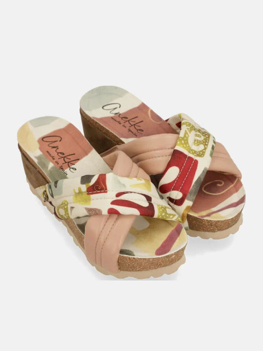 Damenplattformen in Stil Pantoffeln Rosa