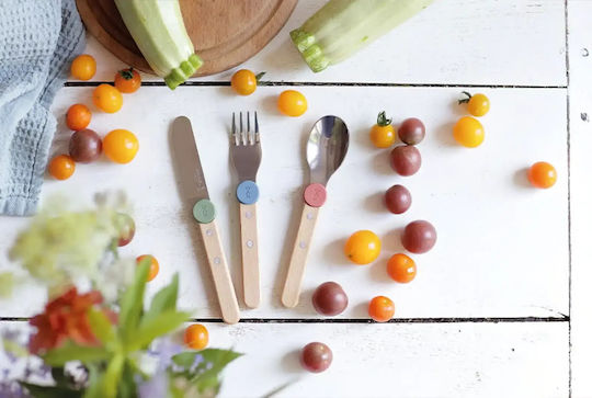 Set Spoon Knife Fork Le Petit Gourmet Coral Opinel