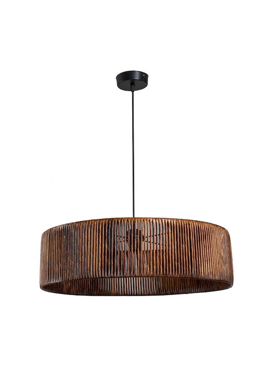 GloboStar Rattan Pendant Light Brown Boho with Socket E27 55x55x90cm