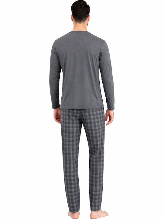 Cool Winter Karierte Herrenpyjama Hosen Grau