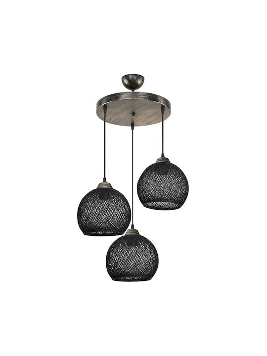 Pakketo PWL-1121 Pendant Light Black Boho Bell with Socket E27 40x40x80cm
