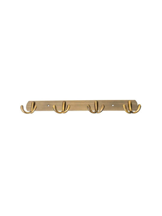 Agățătoare De Perete Metalică Cu 10 Compartimente Auriu 34.5x5cm