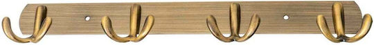 Wandhalterung Metall 10 Haken Gold 34,5x5cm