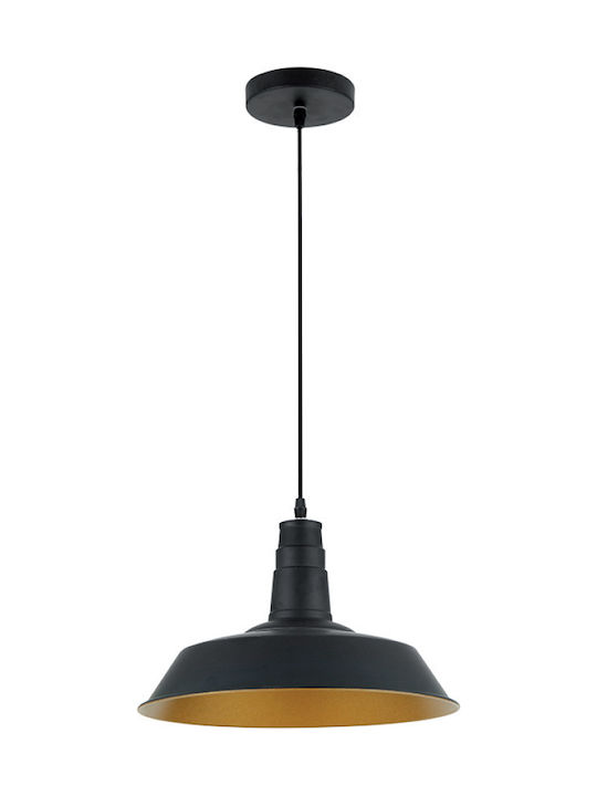 Elmark Matt Pendant Light Black Bell with Socket E27 36x129cm