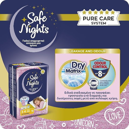 Safe Nights Diaper Pants Girl For 12-22kg 16 Pieces