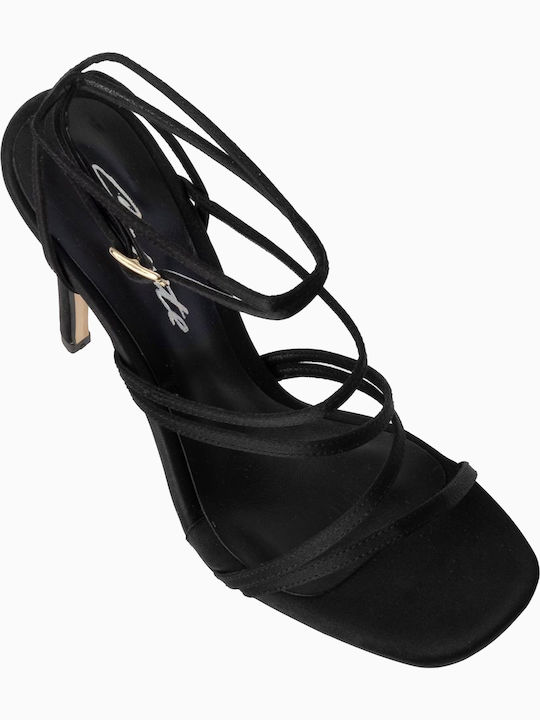 Damen Sandalen Schwarz Stoff