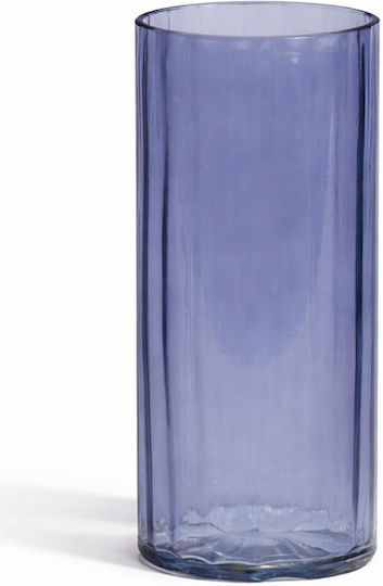 Kaemingk Decorative Blue Glass Vase Φ9.9xH25cm
