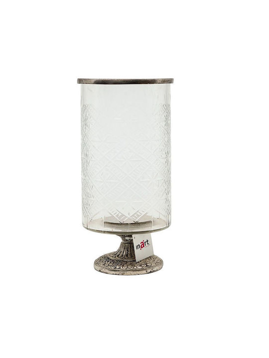 Dekorative Glasvase Silber Basis 14xH28cm