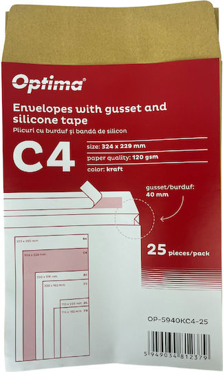 Optima Set Plicuri Hârtie Kraft Așternuturi 25 Bucăți 32.4x22.9 cm Bej