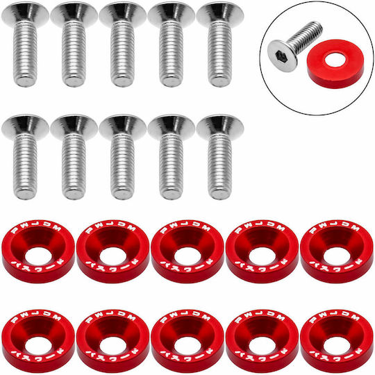 Bumper Retaining Clips Red 10 Pieces Hw-0016
