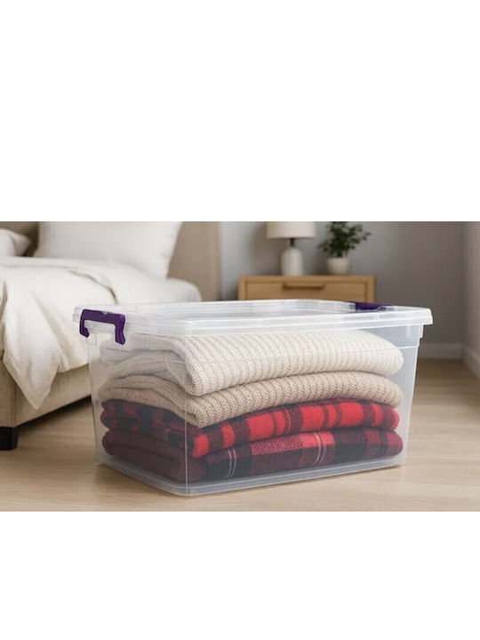 Viosarp Plastic Storage Box with Wheels and Lid 44.5x67.5x30cm