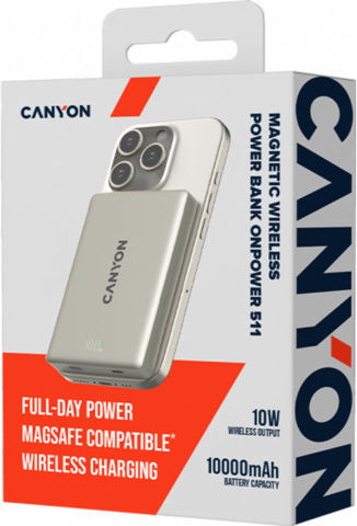 Canyon OnPower 511 MagSafe 10000mAh 20W με Θύρα USB-C Power Delivery Γκρι