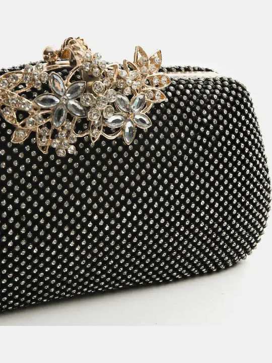 Evening Bag Gold Buckle Strass Black Size One Size Black