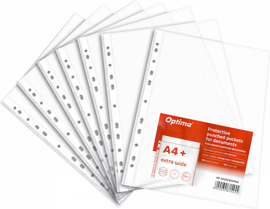 Optima Prod Din Plastic Film Protector Pentru Documente A4 60 Microni Set 100 Foi Optima Extra Larg Transparent