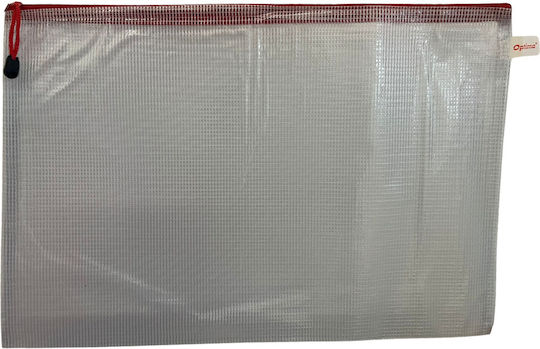 Optima Dosar Plasă Pvc Plastic A3 Protecție Documente 280 Microni Roșu Translucid Cu Fermoar Optima