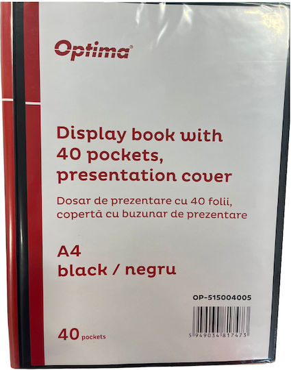 Dosar De Prezentare Din Plastic Personalizabil A4 40 Foițe Copertă Dură 500 Microni Negru Optima