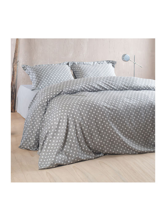 Rythmos Σετ Παπλωματοθήκη Βαμβακερή 230x250cm Υπέρδιπλη με 2 Μαξιλαροθήκες & 2 Σεντόνια Γκρι