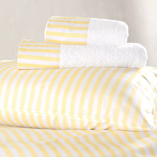 Rythmos Eloise Baumwoll Bettbezug Set 160x250cm Einzeln mit Kissenbezug Gelb
