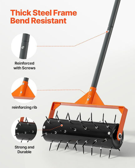 Lawn Aerator Vevor Roller Manual Push 15 Inch 42 Spikes Long Handle 60 Inch Drum Fillable Extra Weight Soil Penetrator Lawn Heavy Duty Compacted Garden Yard Soil