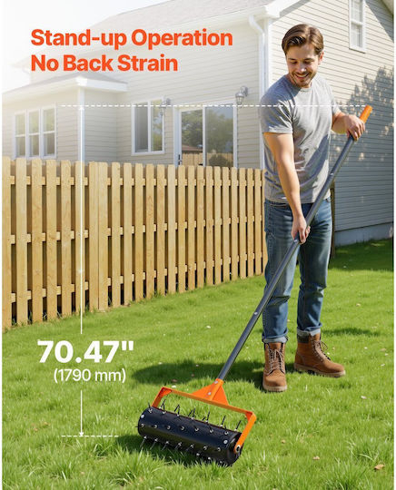 Lawn Aerator Vevor Roller Manual Push 15 Inch 42 Spikes Long Handle 60 Inch Drum Fillable Extra Weight Soil Penetrator Lawn Heavy Duty Compacted Garden Yard Soil
