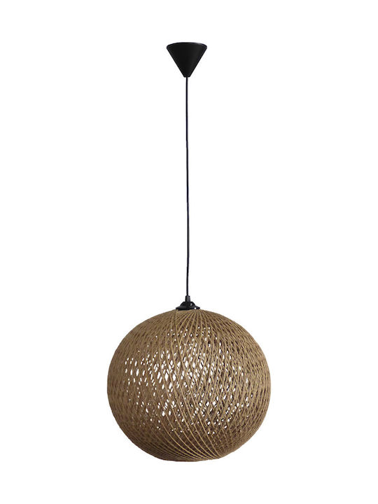Heronia Silk-01 Natural Pendel Lustră Maro Boem cu frânghie pentru Dulie E27 20x97x97cm.