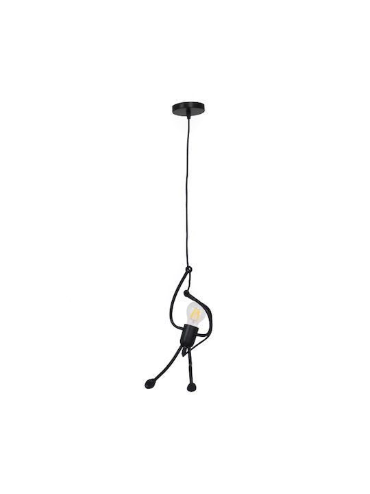 GloboStar Little Man Pendant Light Black with Socket E27 37x23x40cm